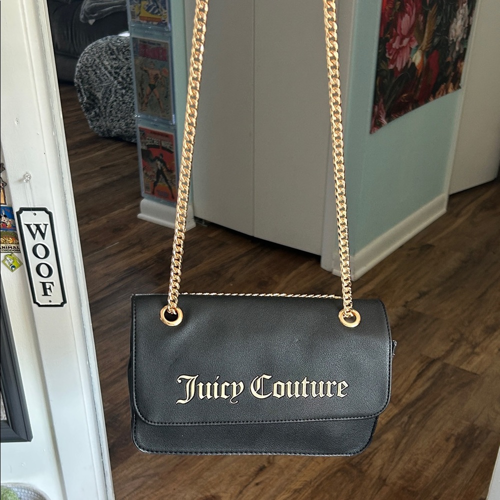 Juicy Couture Black Crossbody Bag with Gold Chain